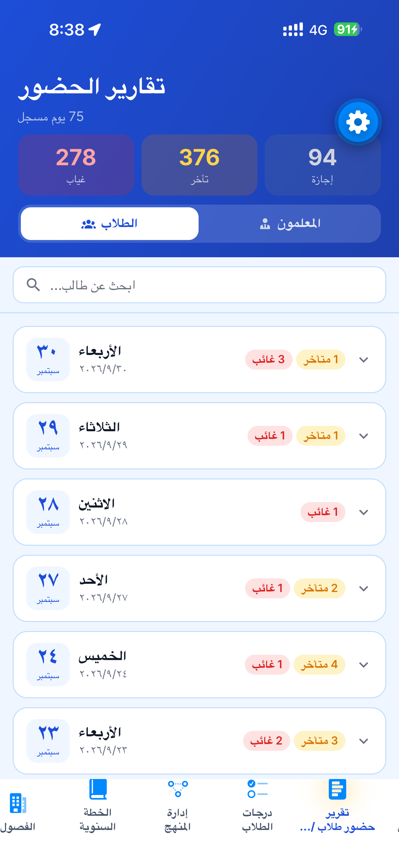 تقرير الحضور العام